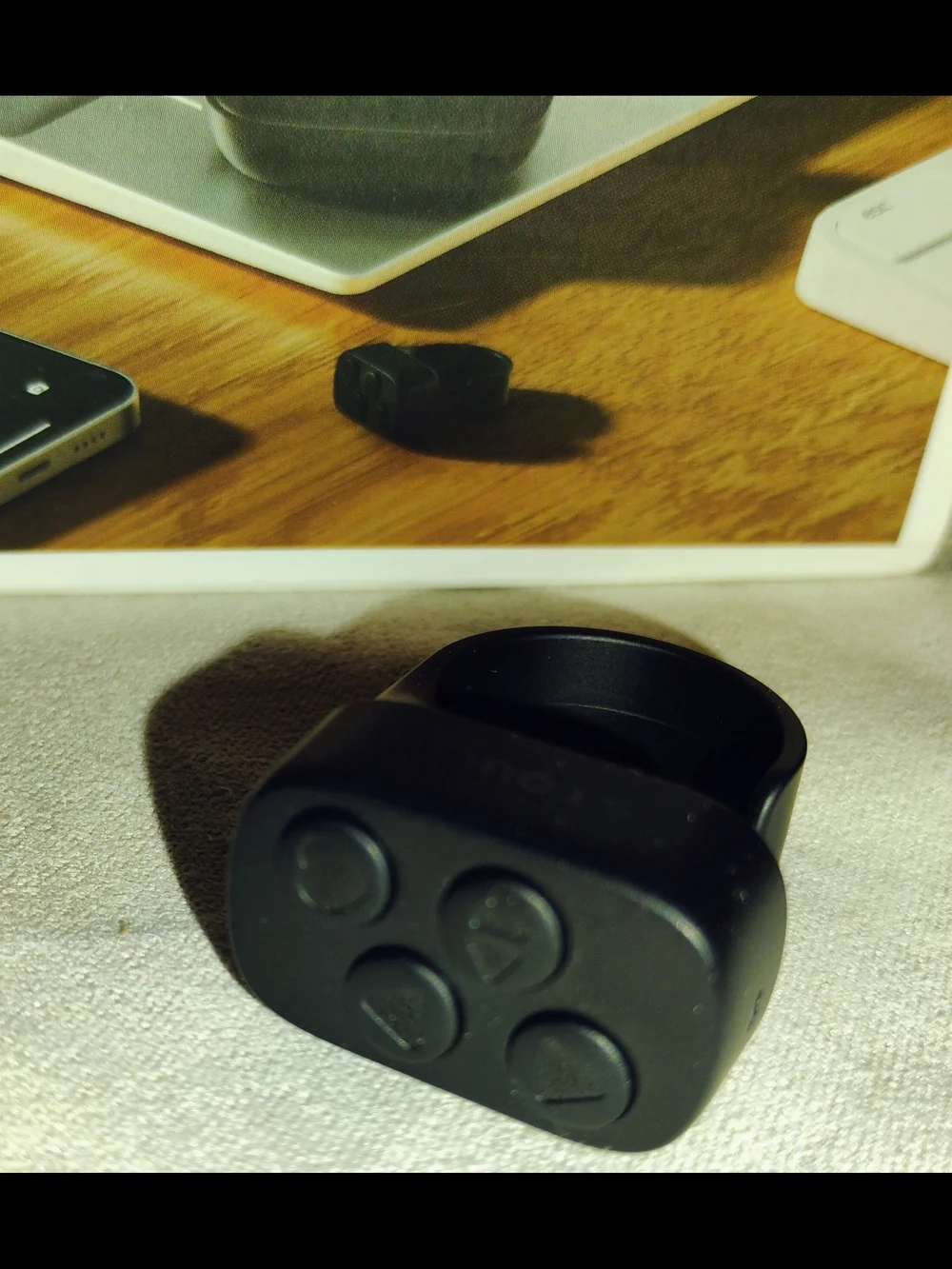 Black Smart Wearable Ring Remote for Phones